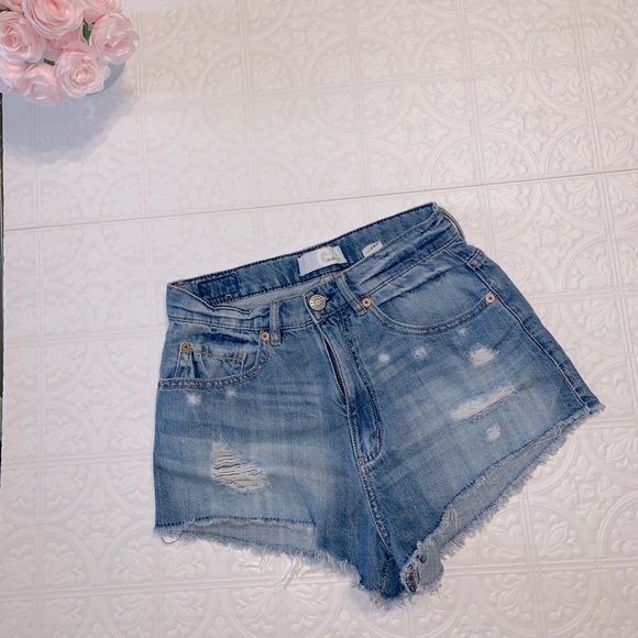 Distressed High Waist Festival Denim Shorts - Picture 3 of 3